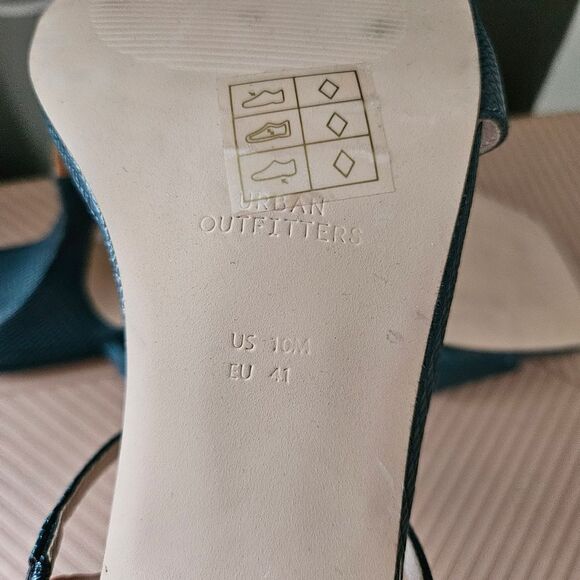 Urban Outfitters Heels Teal Textured Open Toe Strappy Cocktail Casual Wedding - Picture 11 of 12